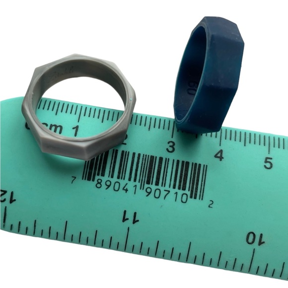 NEW 4 Men’s Silicone Ring Band Size 9 Zitahli Wedding Bands Black Silver Blue - Picture 3 of 9